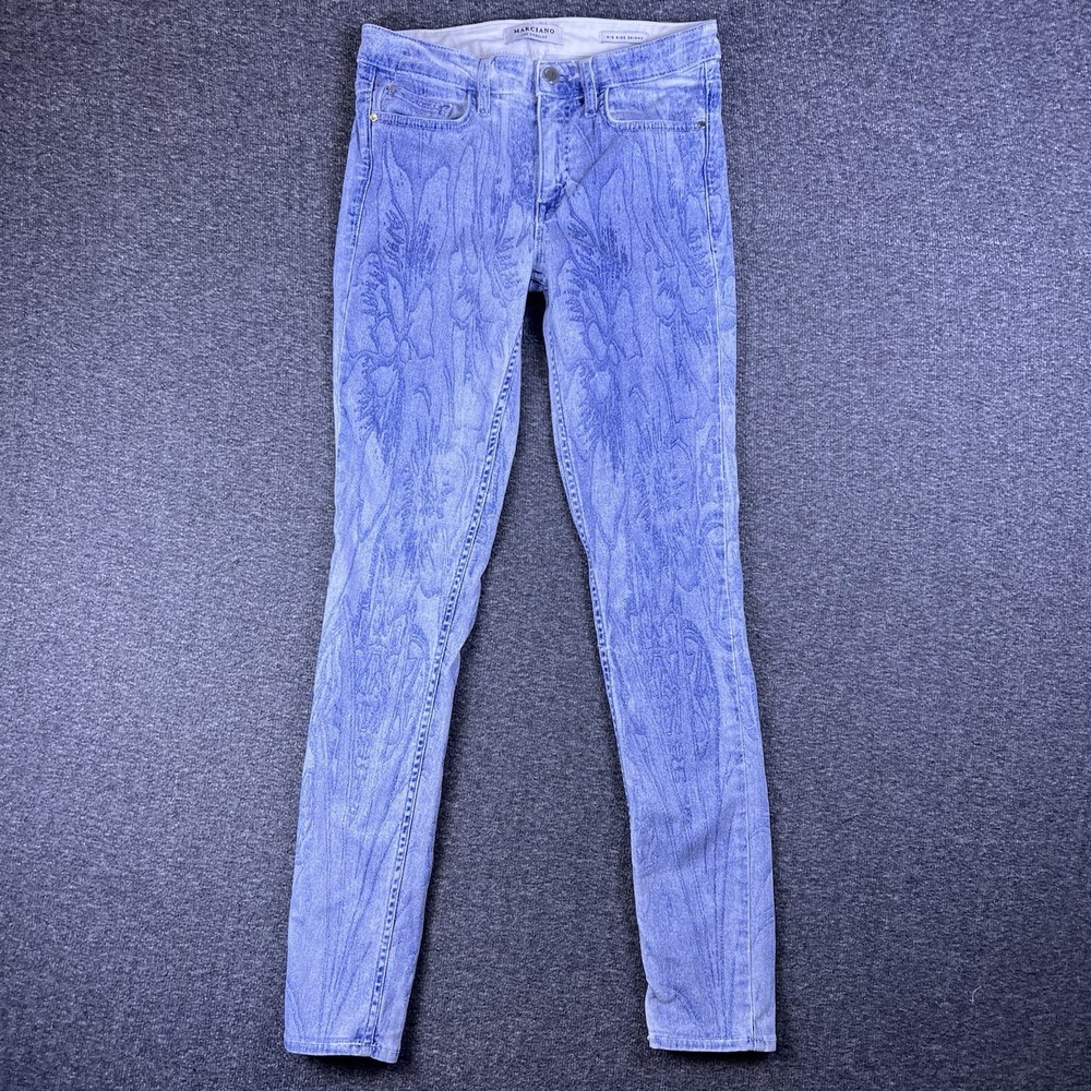 Marciano Skinny Jeans Womens 26 Floral Woodgrain Acid Wash Mid Rise Slim 28x29